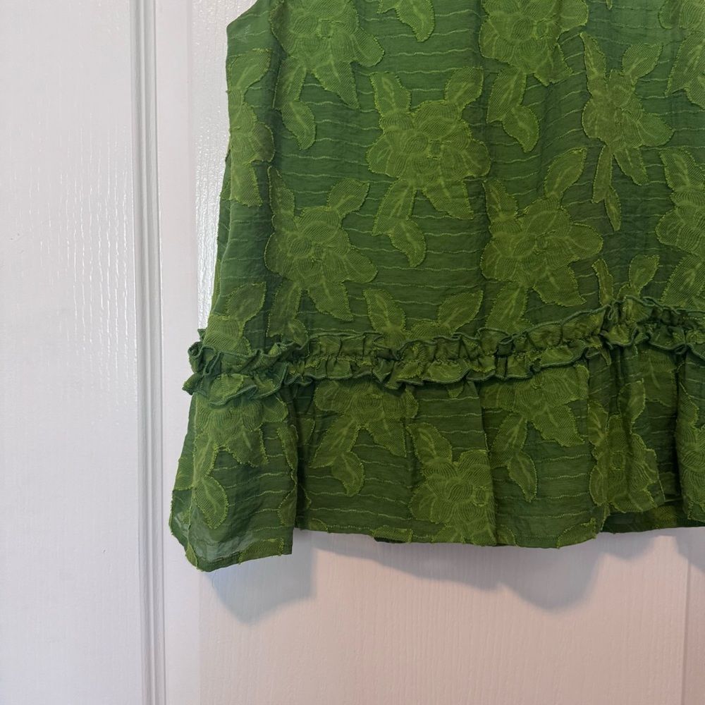 Anthropologie Maeve Women’s Green Floral Savannah Swing Blouse Tank Size 4 - Picture 13 of 16